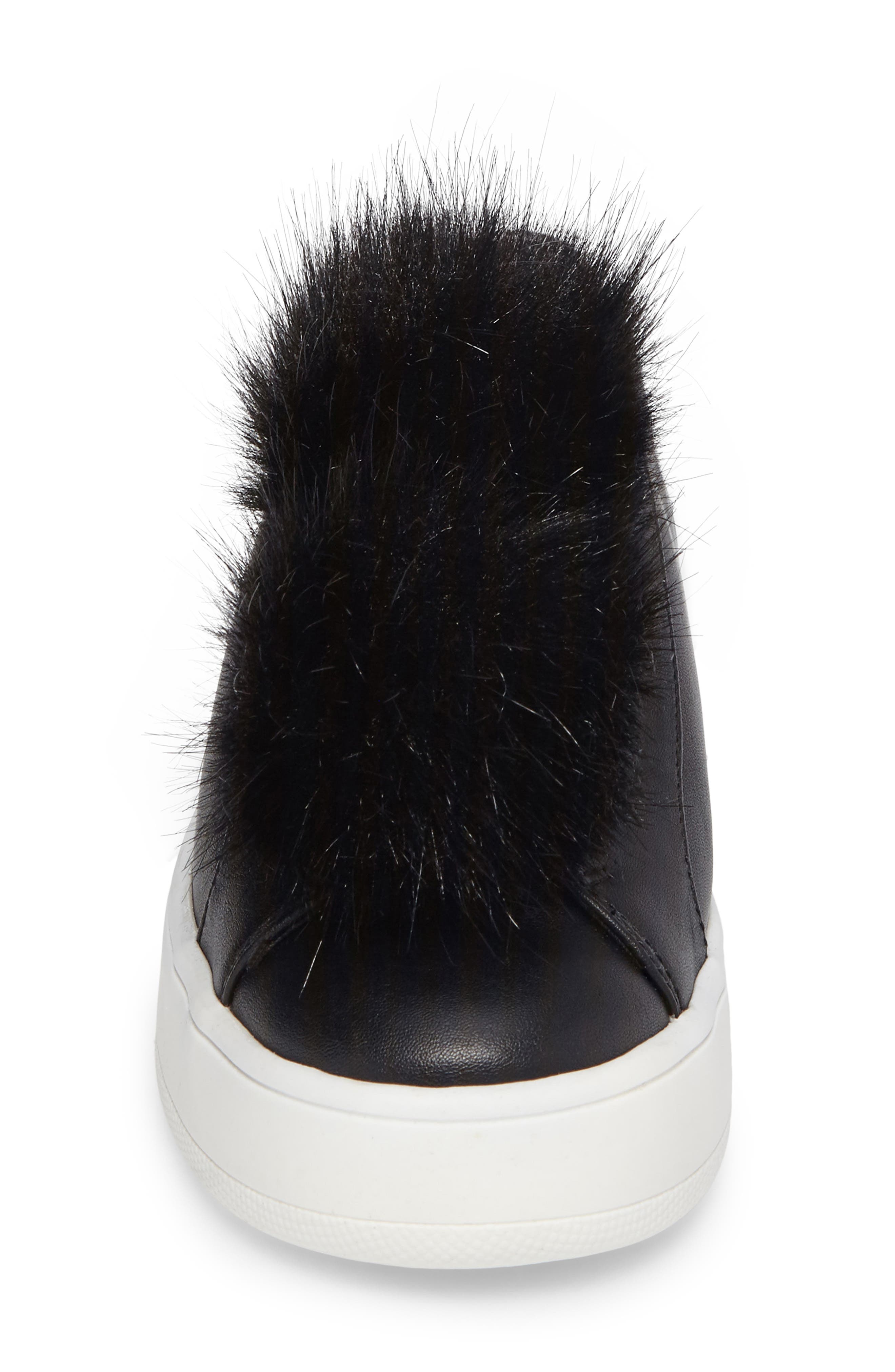 Steve Madden Breeze Faux Fur Pom Sneaker, Alternate, color, 