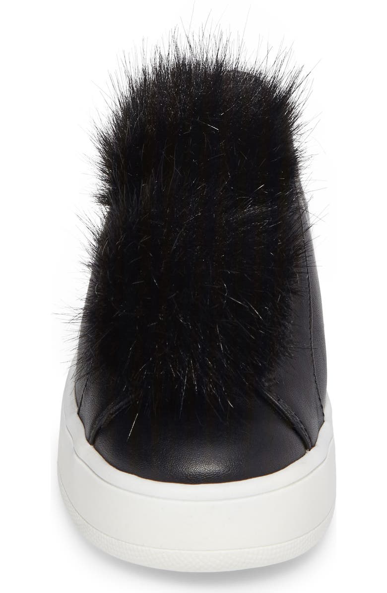 Steve Madden Breeze Faux Fur Pom Sneaker, Alternate, color,