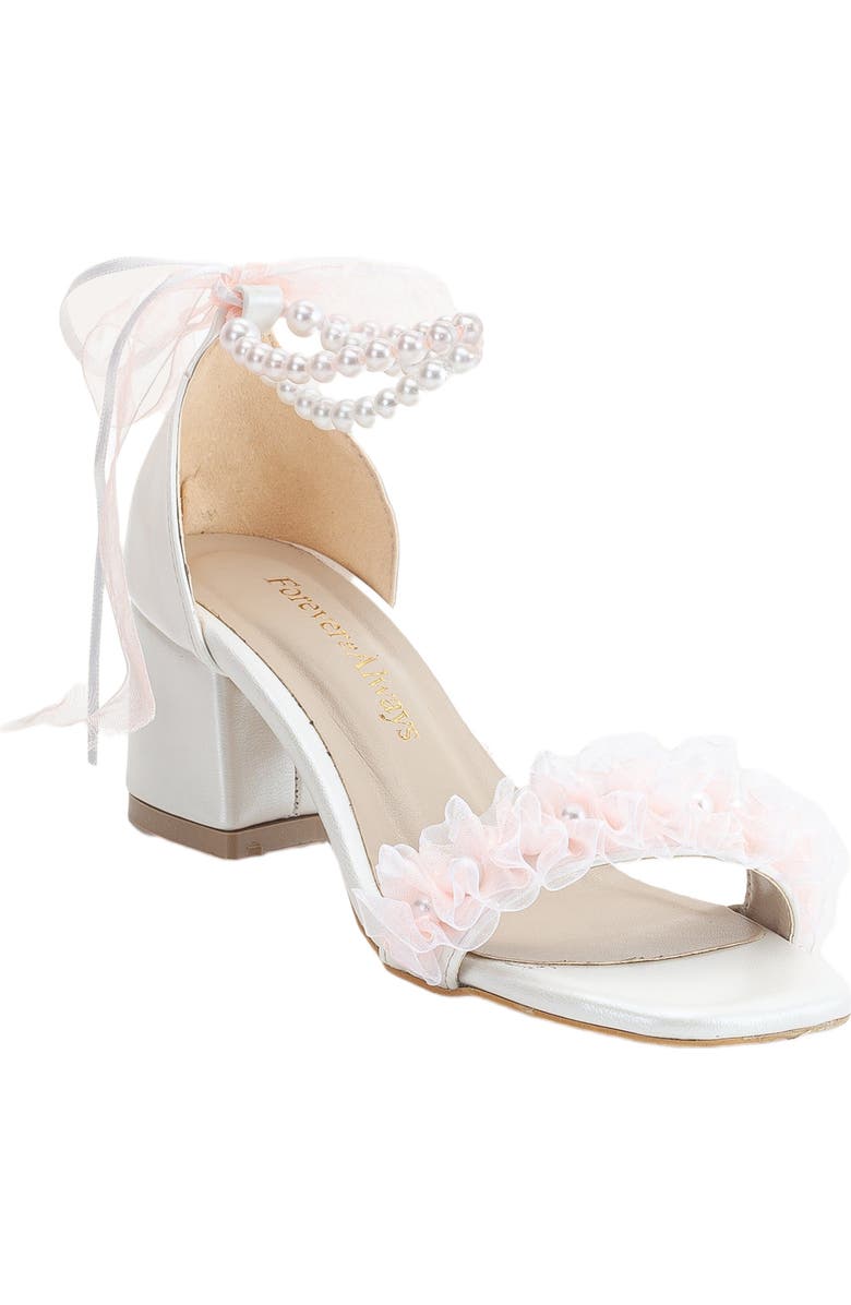 Forever & Always Shoes Moana Lace Bridal Low Heel Sandals, Main, color, Ivory Dusty Pink