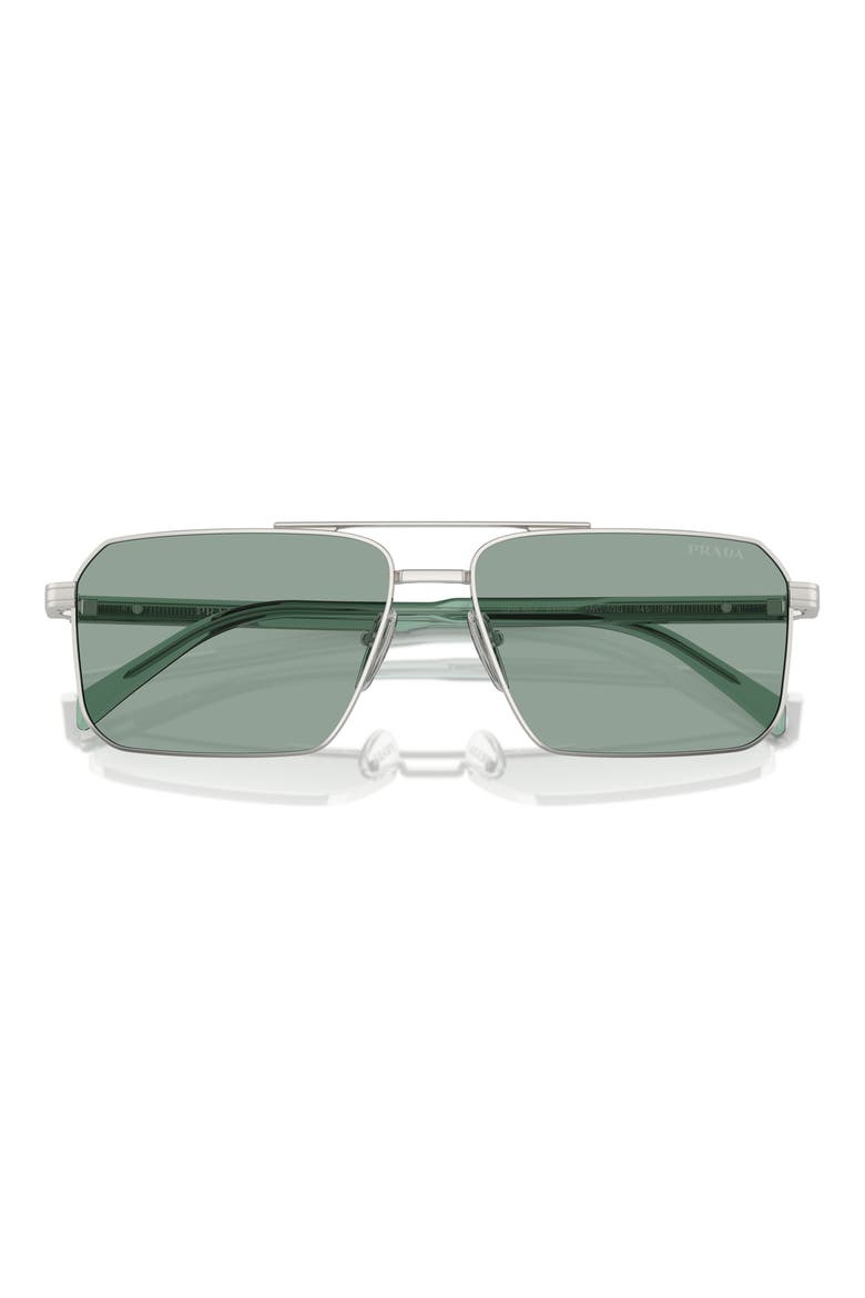 61mm Rectangular Sunglasses, Main, color, SILVER