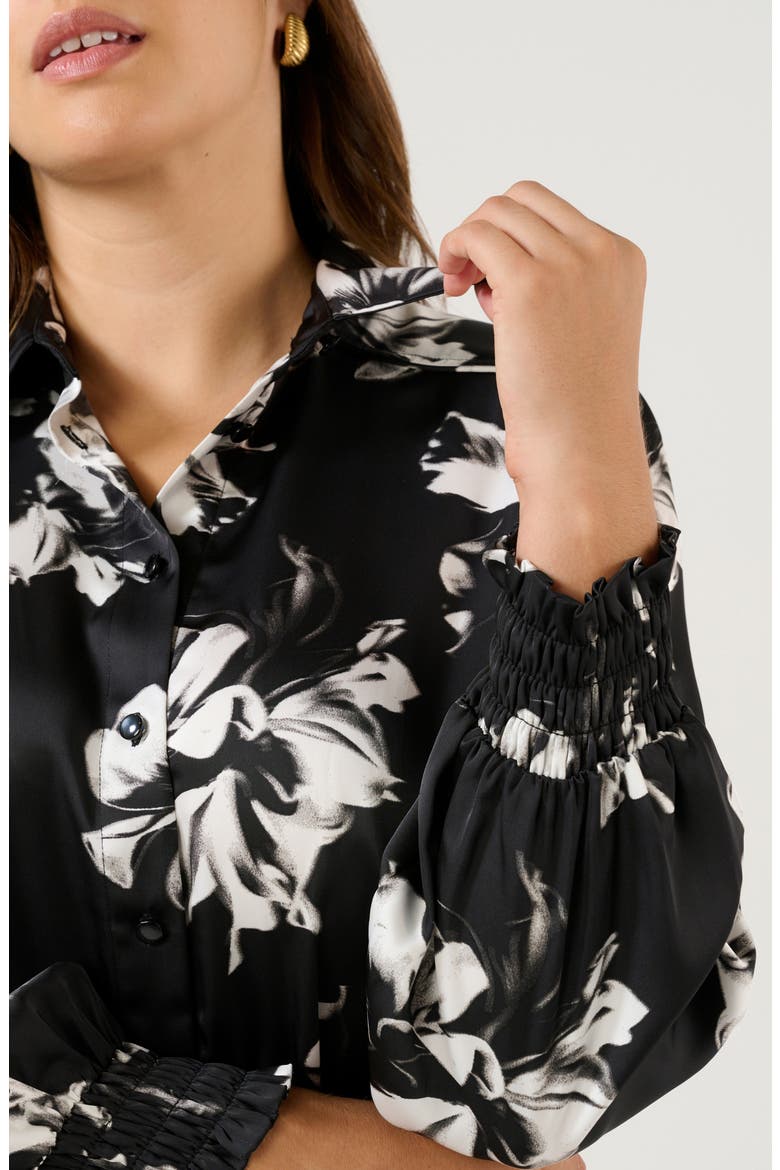Gilda Floral Button-Up Shirt, Alternate, color, BLACK/ MILK