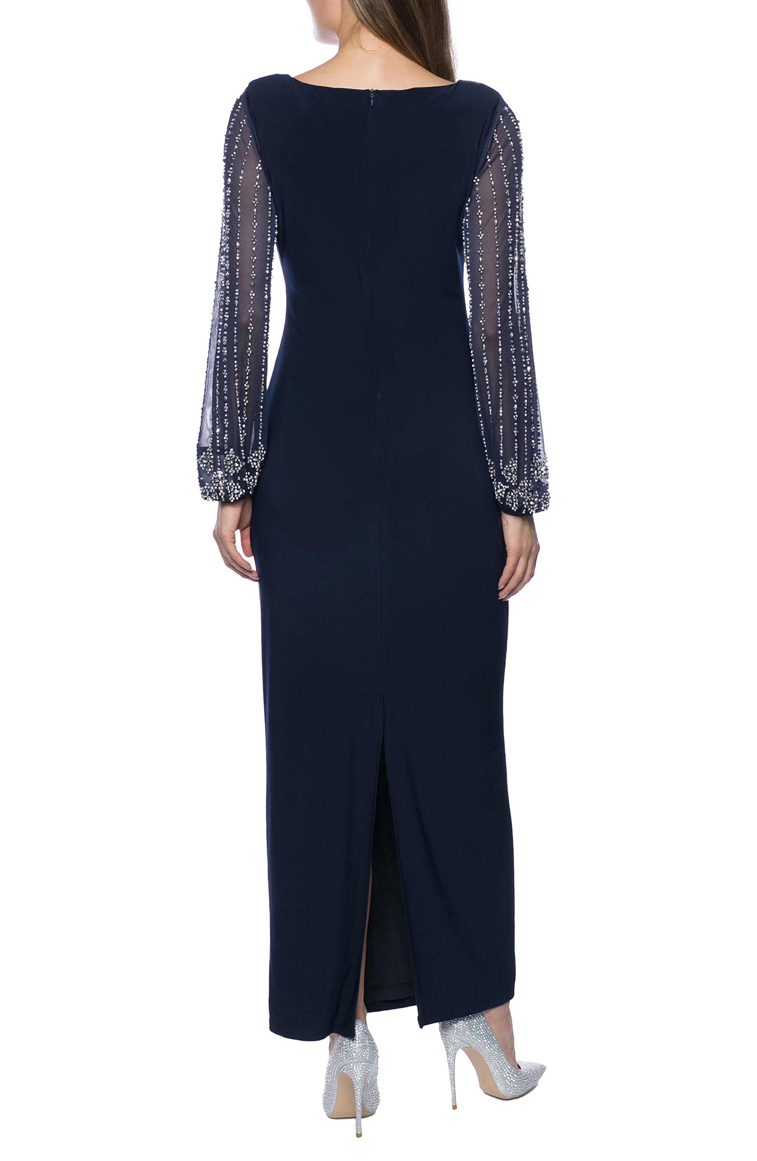 Beaded Long Sleeve Maxi Gown - image 2