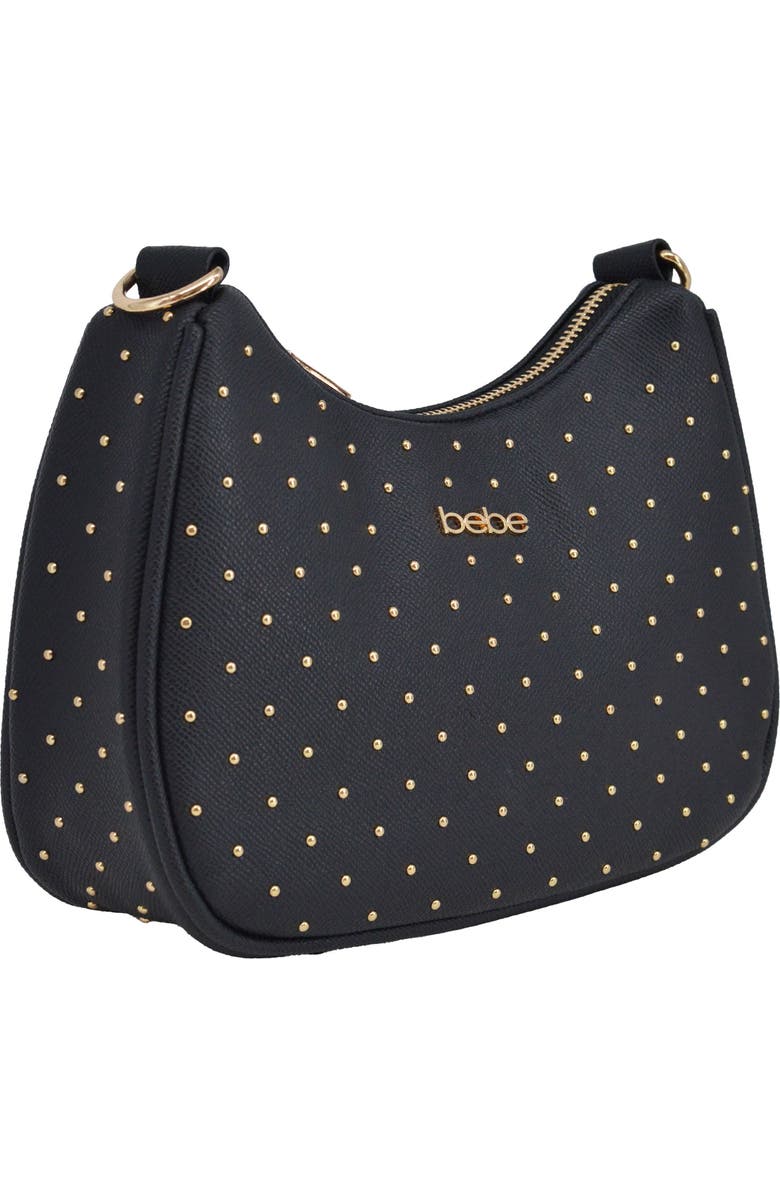 bebe Sagan Stud Crossbody Bag with Zip Pouch, Alternate, color, Black