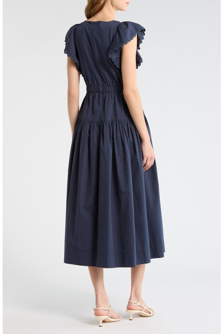 Flutter Sleeve Midi Dress, Alternate, color, NAVY