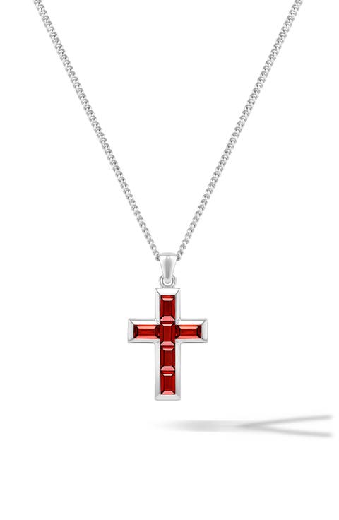 Men's Stone Cross Pendant Necklace