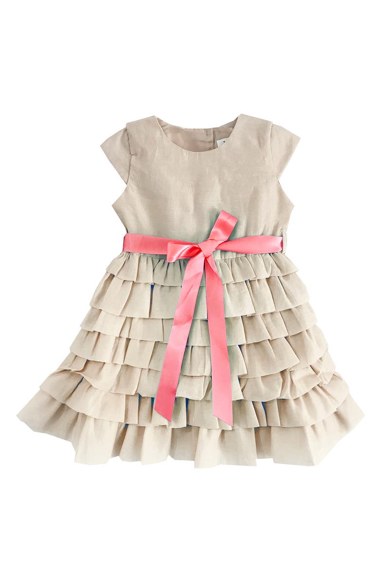 JOE-ELLA Kids' Organza Tafetta Dress, Main, color, Beige