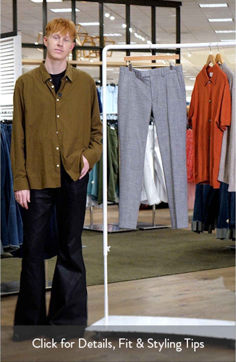 Skinny Fit Textured Cotton Dress Pants, sales video thumbnail