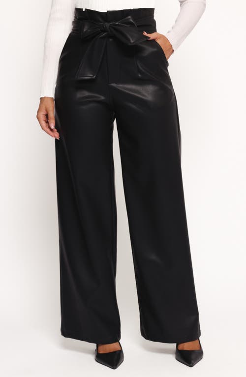 Petal And Pup Petal & Pup Kieran Tie Waist Faux Leather Wide Leg Pants In Black
