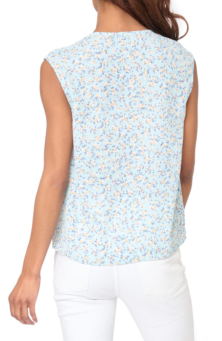 GIBSONLOOK The Favorite V-Neck Sleeveless Top, Alternate, color, Seaglass Blue Flower Print