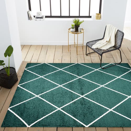 Jonathan Y Cole Minimalist Diamond Trellis Area Rug In Green/white