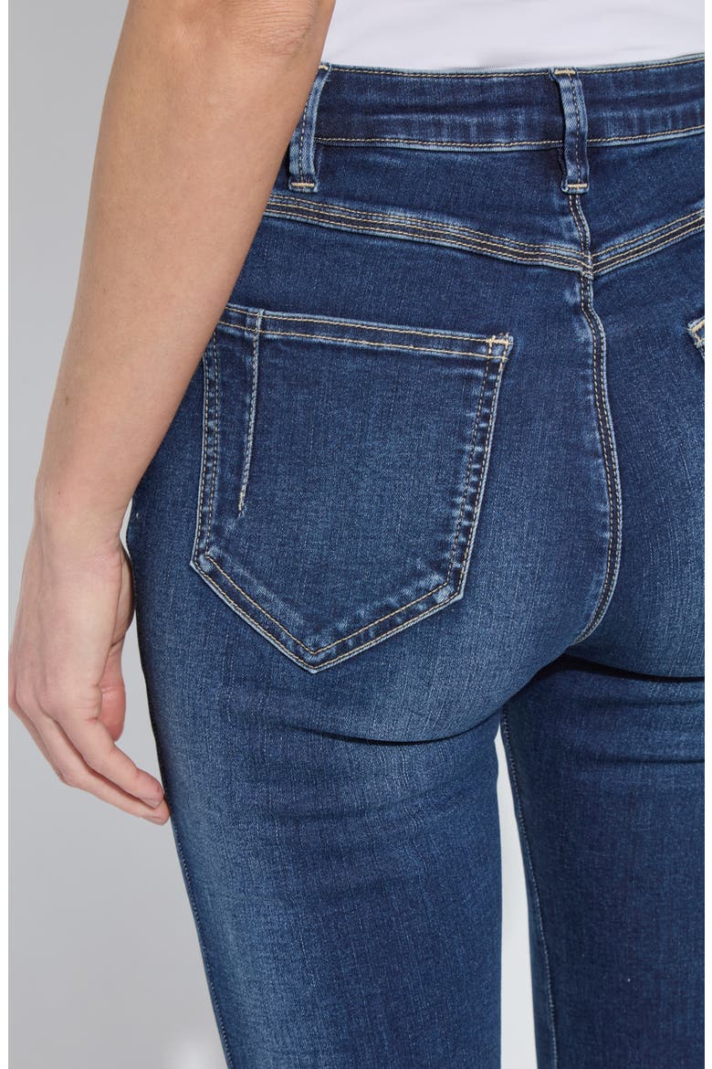 Estelle Pull-On High Waist Flare Jeans, Alternate, color, DARK MIDWASH