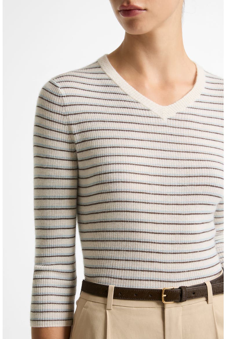 Stripe Cashmere & Silk Sweater, Alternate, color, CLEARWATER/ BARK COMB