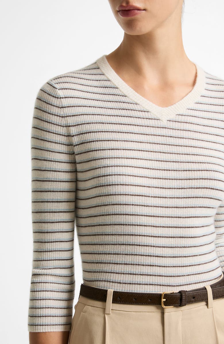 Vince Stripe Cashmere & Silk Sweater, Alternate, color, Clearwater/ Bark Comb