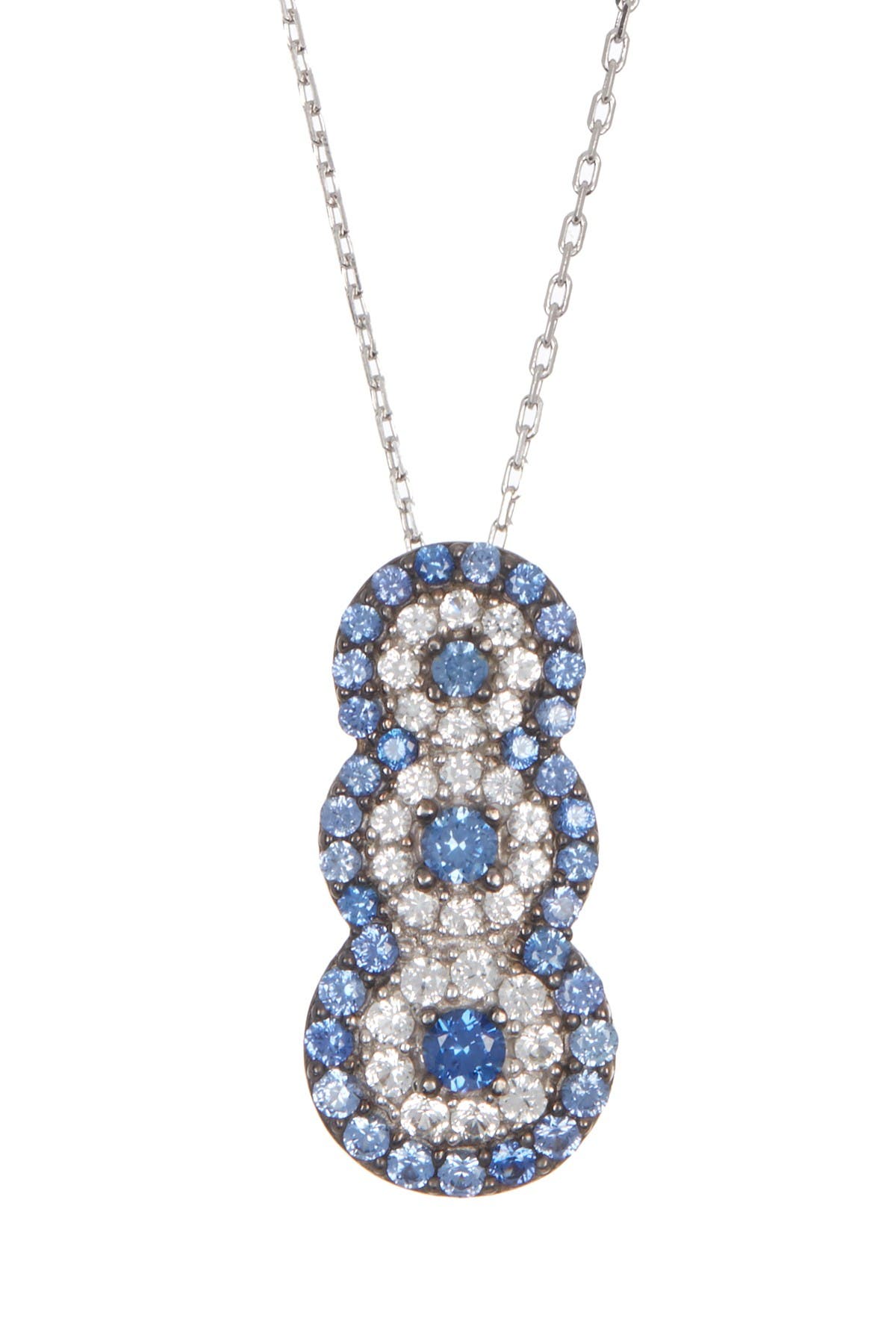SUZY LEVIAN Sterling Silver Sapphire & Diamond Accent Graduated Pendant Necklace