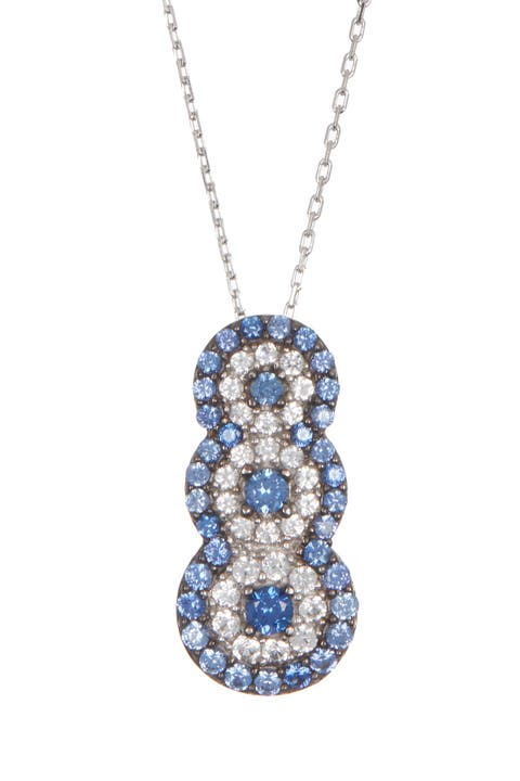 Sterling Silver Sapphire & Diamond Accent Graduated Pendant Necklace