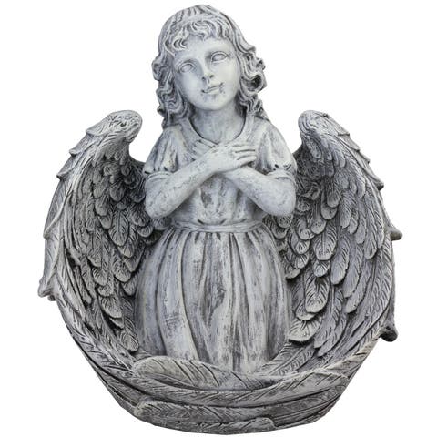 Angel Child Wrapped in Wings Outdoor Garden Statue - 16"