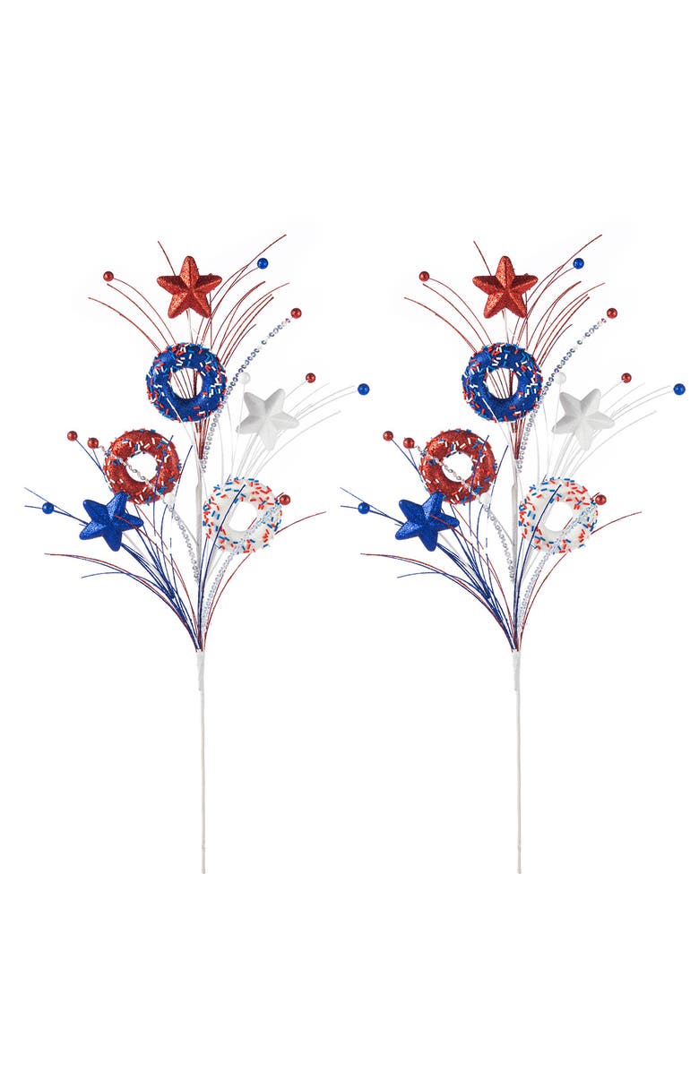 Glitzhome Set of 2 28"H Patriotic Americana Stars 
Donuts Picks, Main, color, Blue