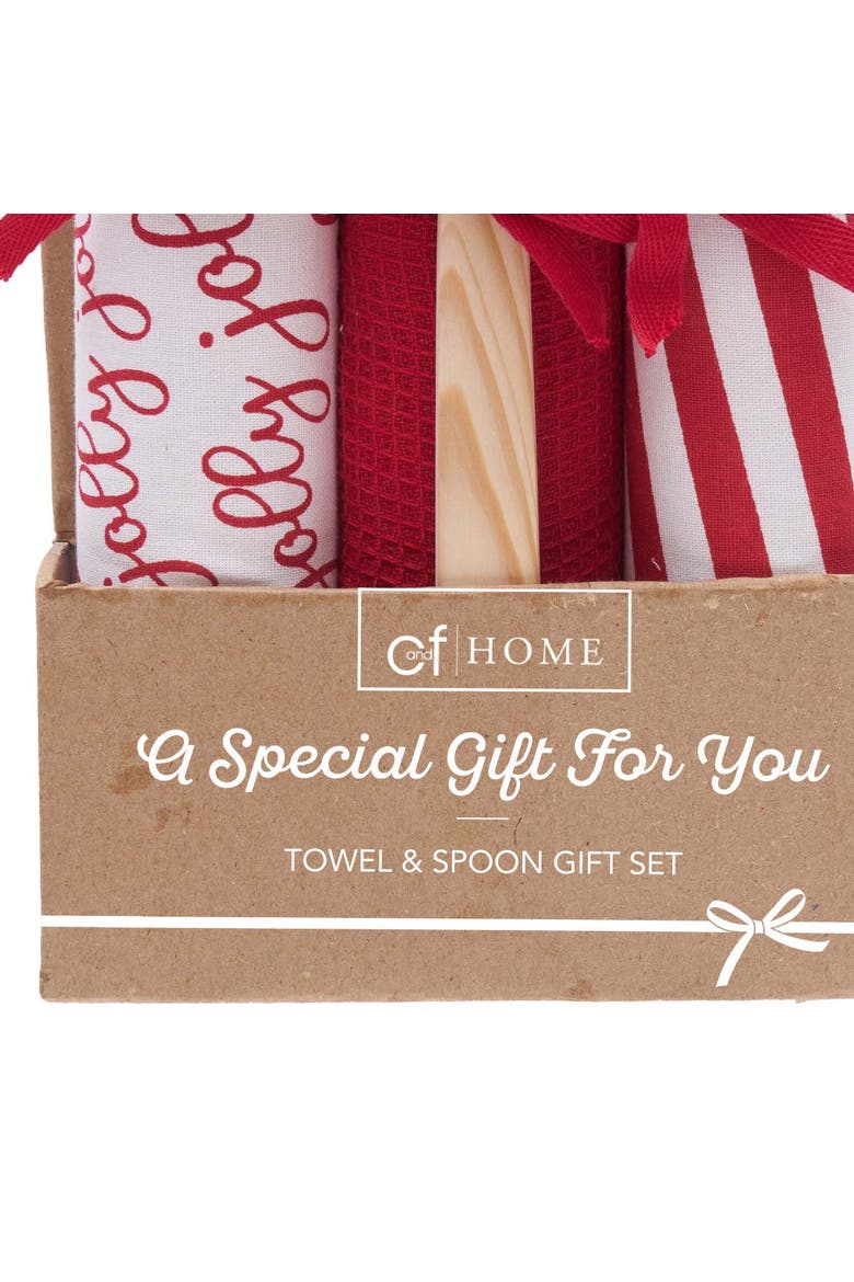 Jolly Candy Cane Dishtowel & Spoon Gift Bundle Set if 4, Alternate, color, Red