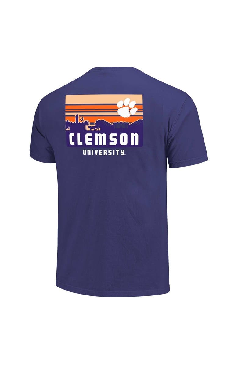 IMAGE ONE Men's Purple Clemson Tigers Striped Campus Skyline T-Shirt, Alternate, color, 