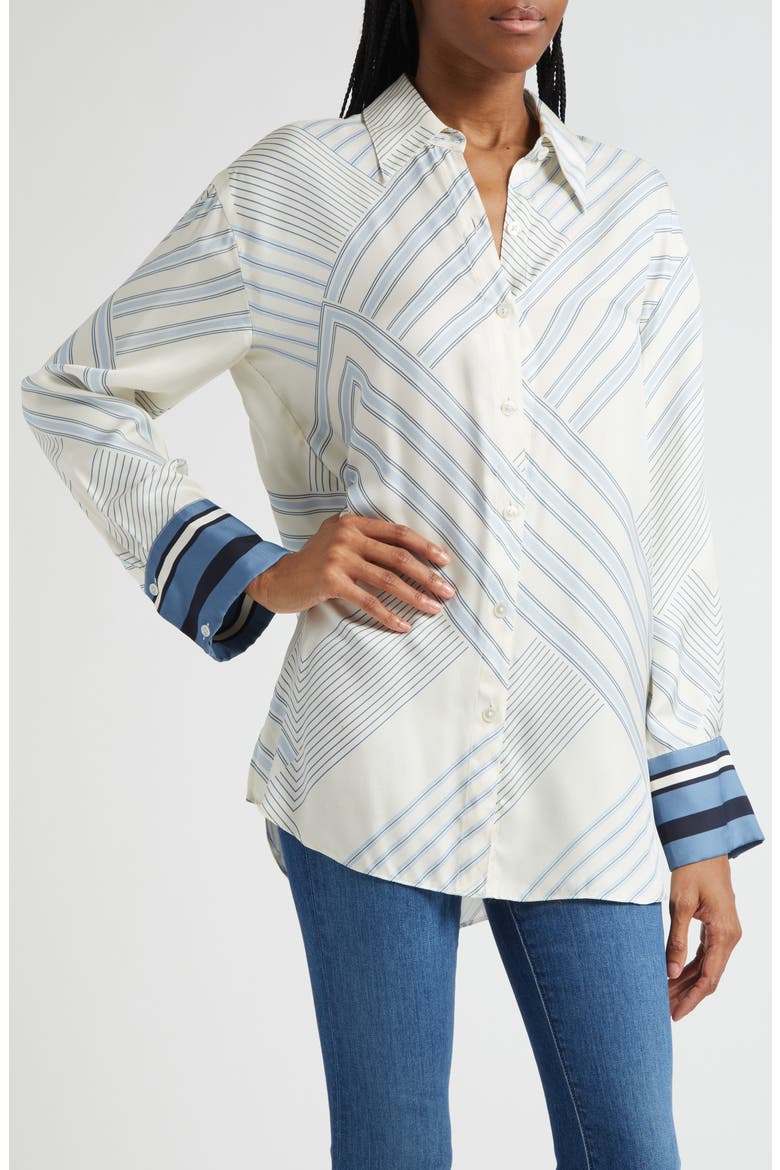 Delila Stripe Silk Blend Shirt, Alternate, color, DOVE BLUE LAKE MULTI