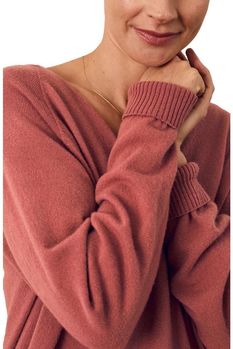 British Geelong Relaxed V-Neck Sweater, Alternate, color, Rose
