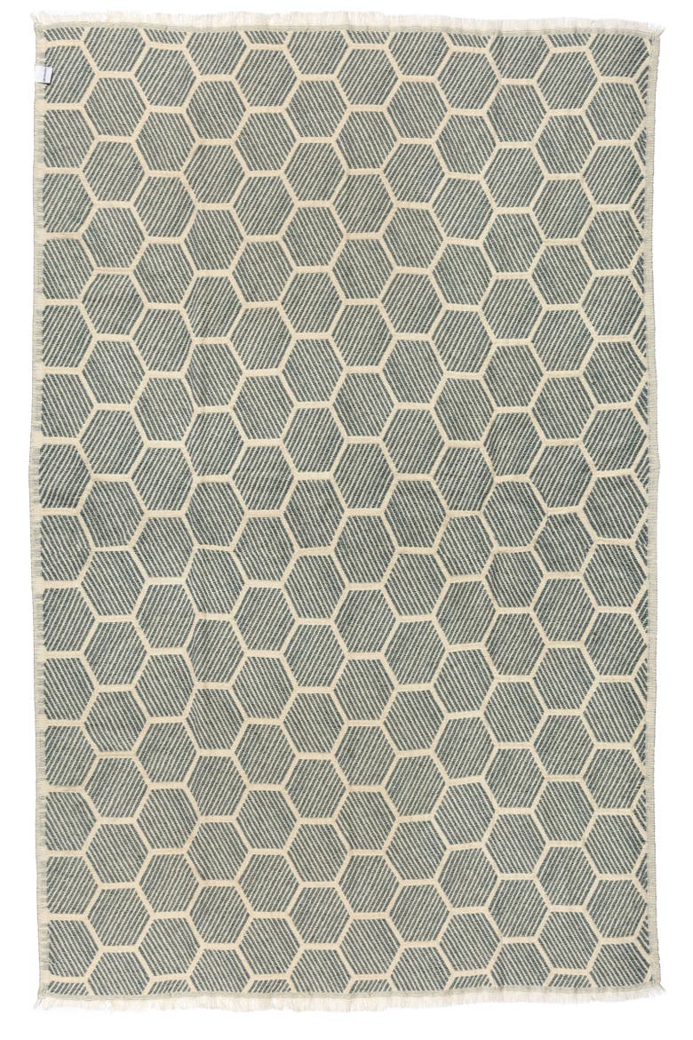 Hive Cotton Turkish Throw Blanket, Main, color, Navy