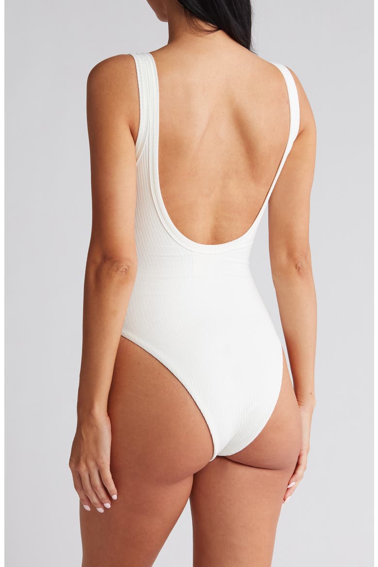 Delight Sleeveless Ribbed Knit Bodysuit, Alternate, color, WHITE