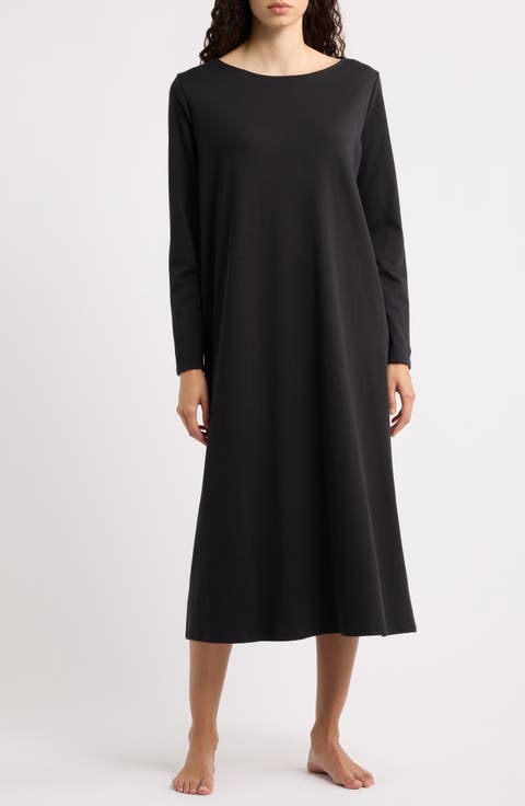 Bateau Neck Organic Pima Cotton Midi Dress