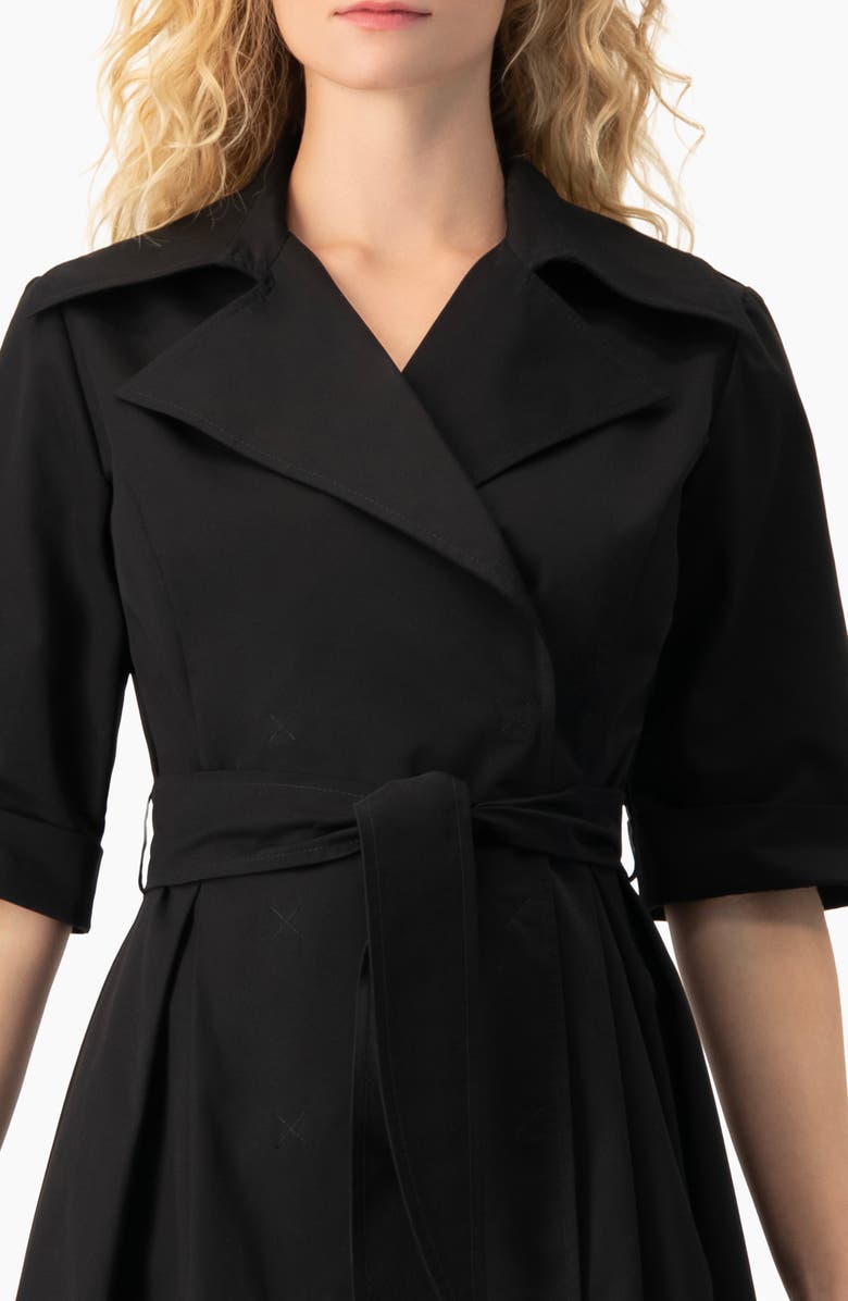 IVONNE Belted Collared Short-Sleeve Shirt Mini Dress, Alternate, color, Black