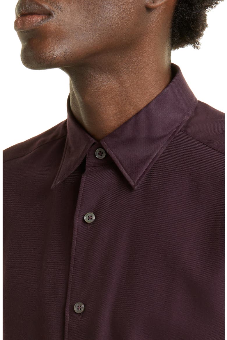 Cotton & Cashmere Button-Up Shirt, Alternate, color, PLUM