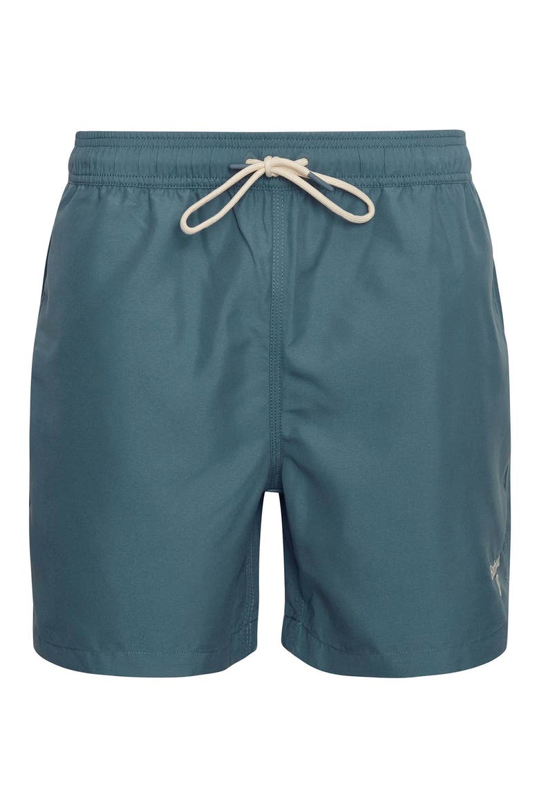 Staple Logo Embroidered Swim Trunks, Alternate, color, VINTAGE TEAL