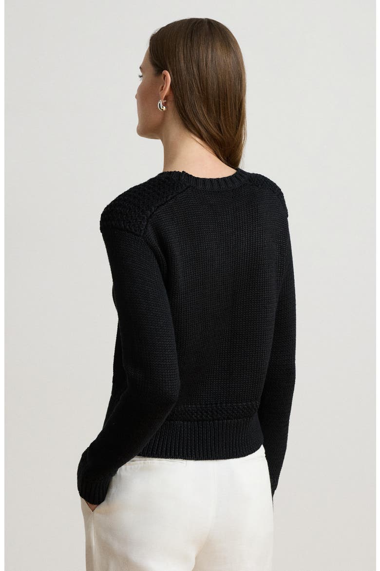 Crewneck Dropped Shoulder Sweater, Alternate, color, BLACK