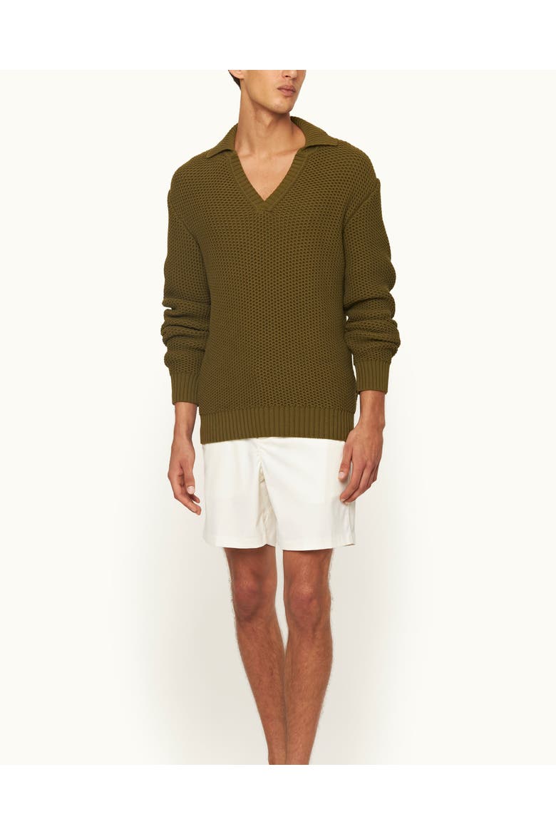 Bowmont Classic Fit Chunky Ribbed Collar Jumper, Main, color, KHAKI