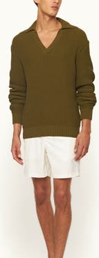 Orlebar Brown Bowmont Classic Fit Chunky Ribbed Collar Jumper