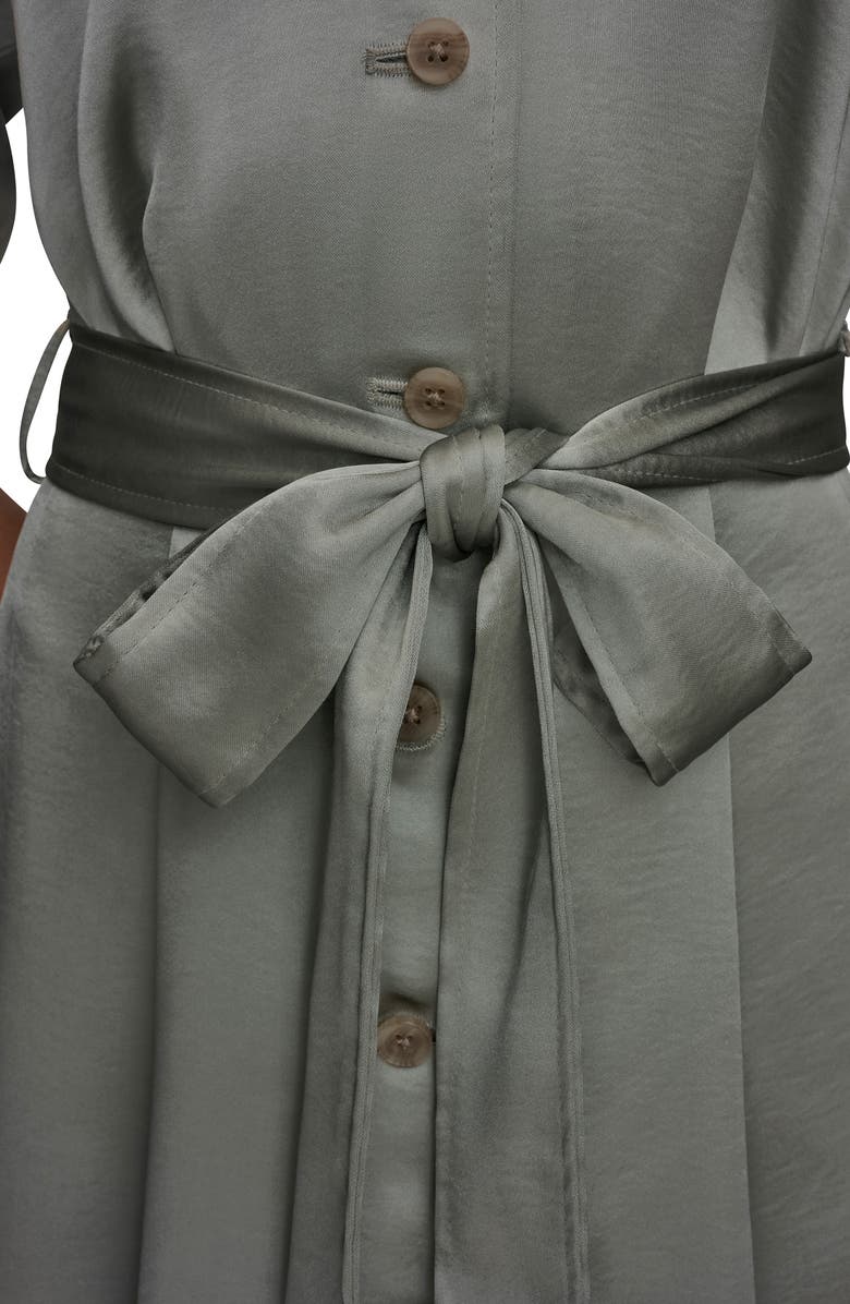 Donna Karan New York Short Sleeve Satin Shirtdress, Alternate, color, Weathered Sage