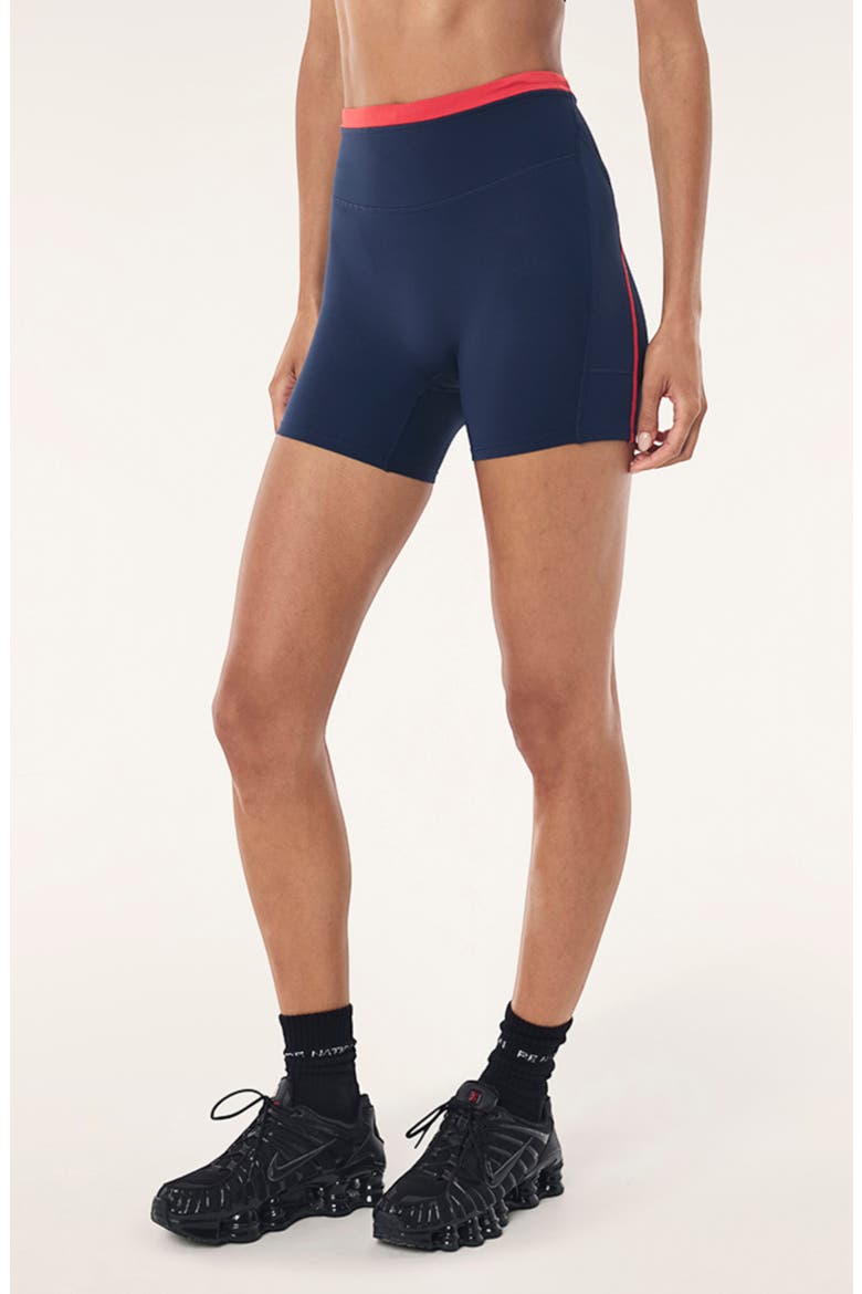 Rapid 5 Inch Performance Bike Shorts, Alternate, color, DARK NAVY/ COLLEGE RED