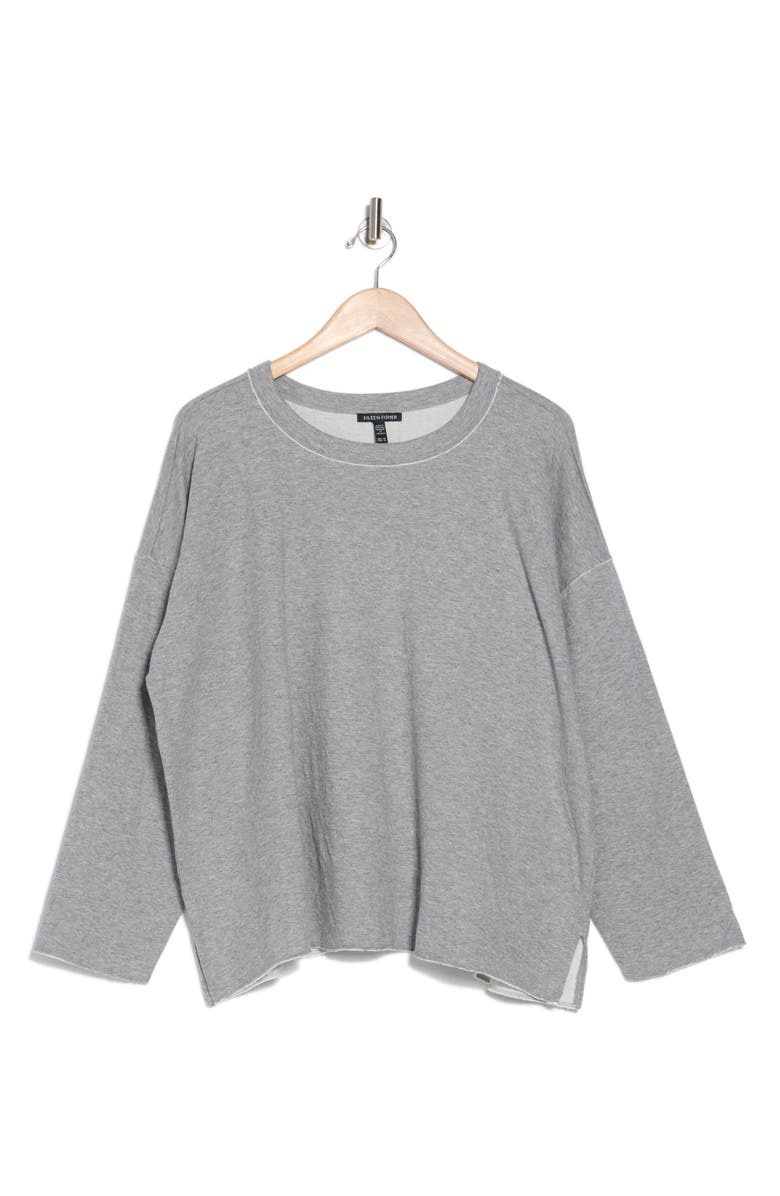 Eileen Fisher Crewneck Long Sleeve Boxy Organic Cotton Top, Alternate, color, 