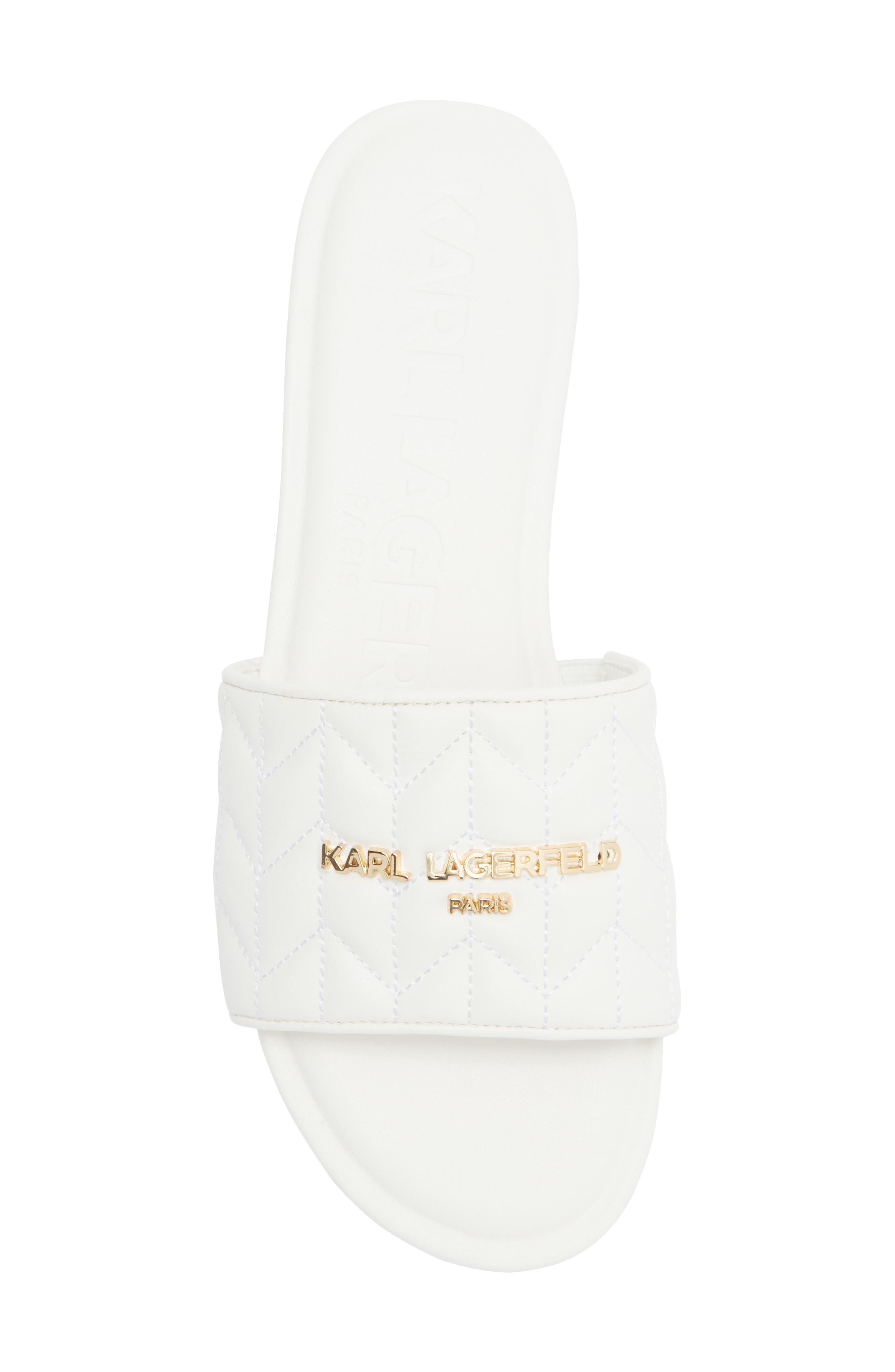 KARL LAGERFELD PARIS Cati Quilted Slide Sandal, Alternate, color, White