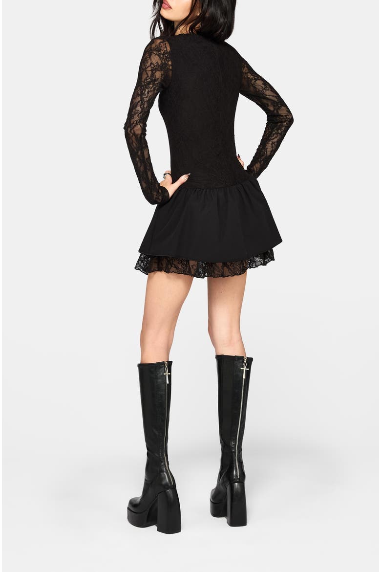 Erisda Lace Bodysuit Mini Dress, Alternate, color, Black