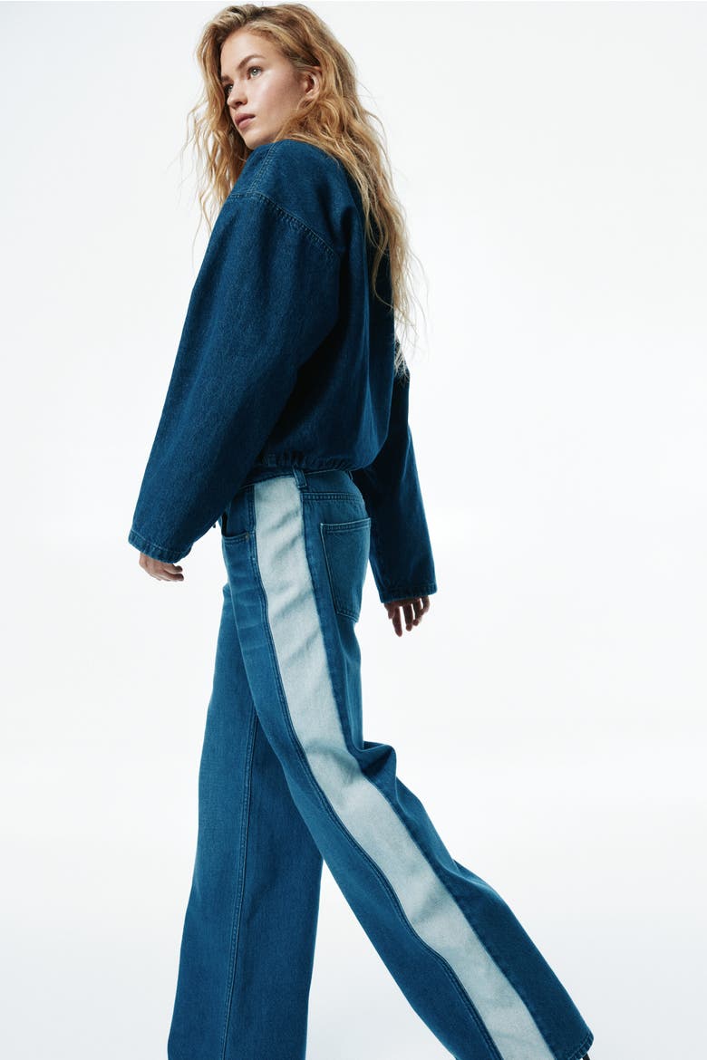 Wide Regular Side-striped Jeans, Alternate, color, Denim blue/white