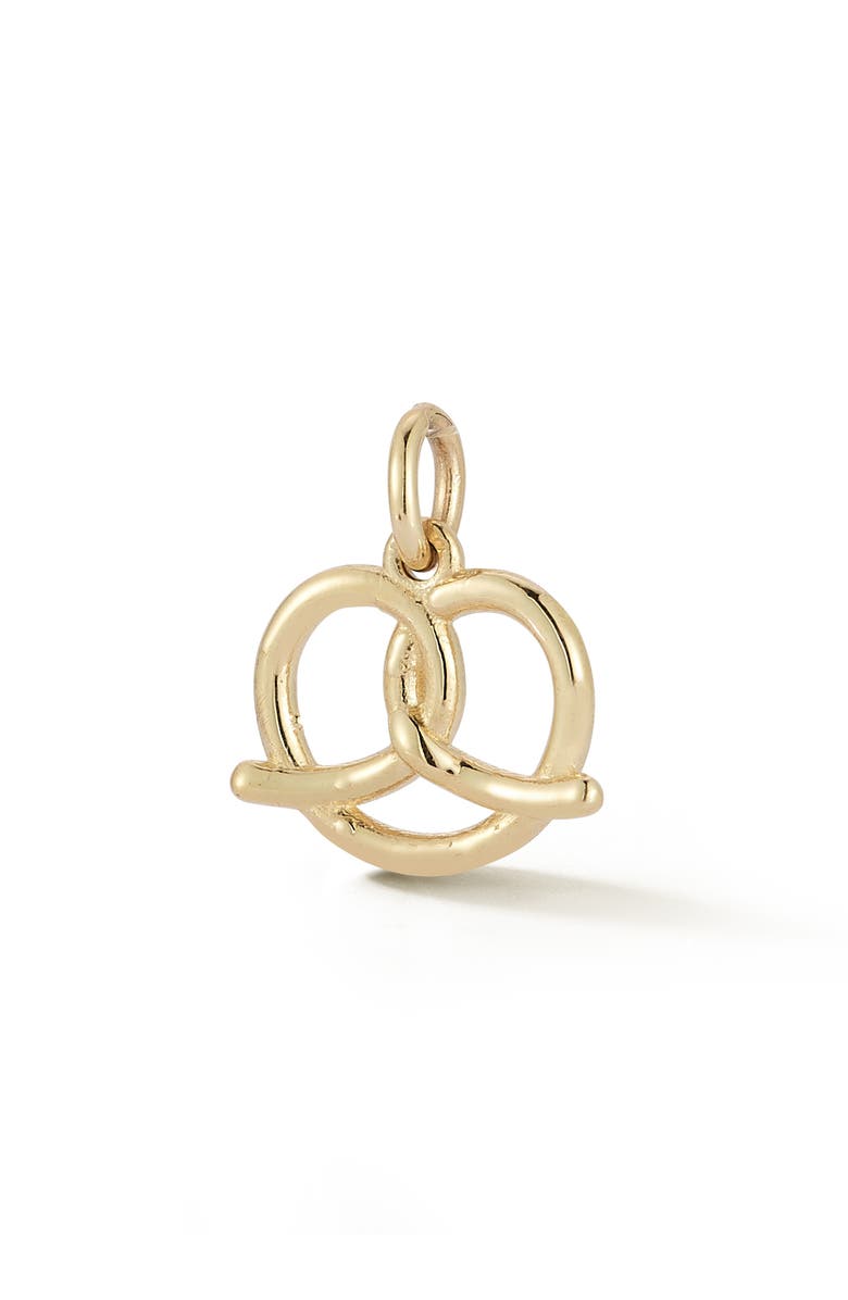 Ember Fine Jewelry 14K Yellow Gold Pretzel Charm Beaded Necklace, Alternate, color, Gold