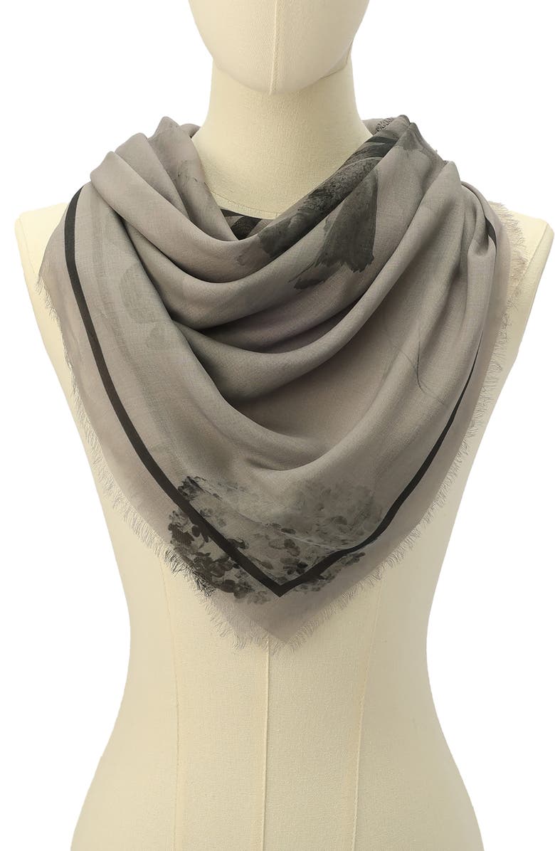 AllSaints Floreo Square Fringe Scarf, Alternate, color,