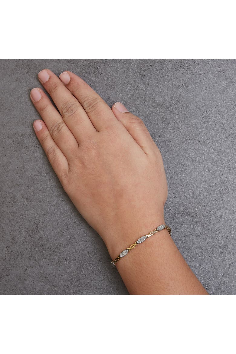 10K Yellow Gold 1.00 Cttw Round-Cut Diamond Spiral Link Bracelet, Alternate, color, Yellow