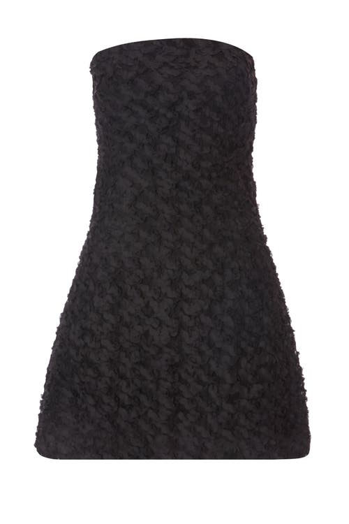 Quiz 3d Floral Bandeau Mini Dress In Black