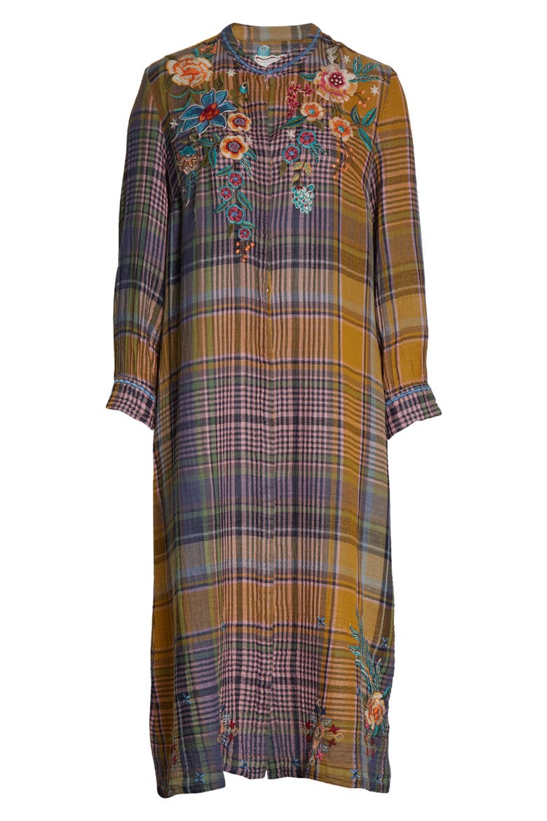 Francisca Cotton Shift Midi Dress, Alternate, color, PLAID