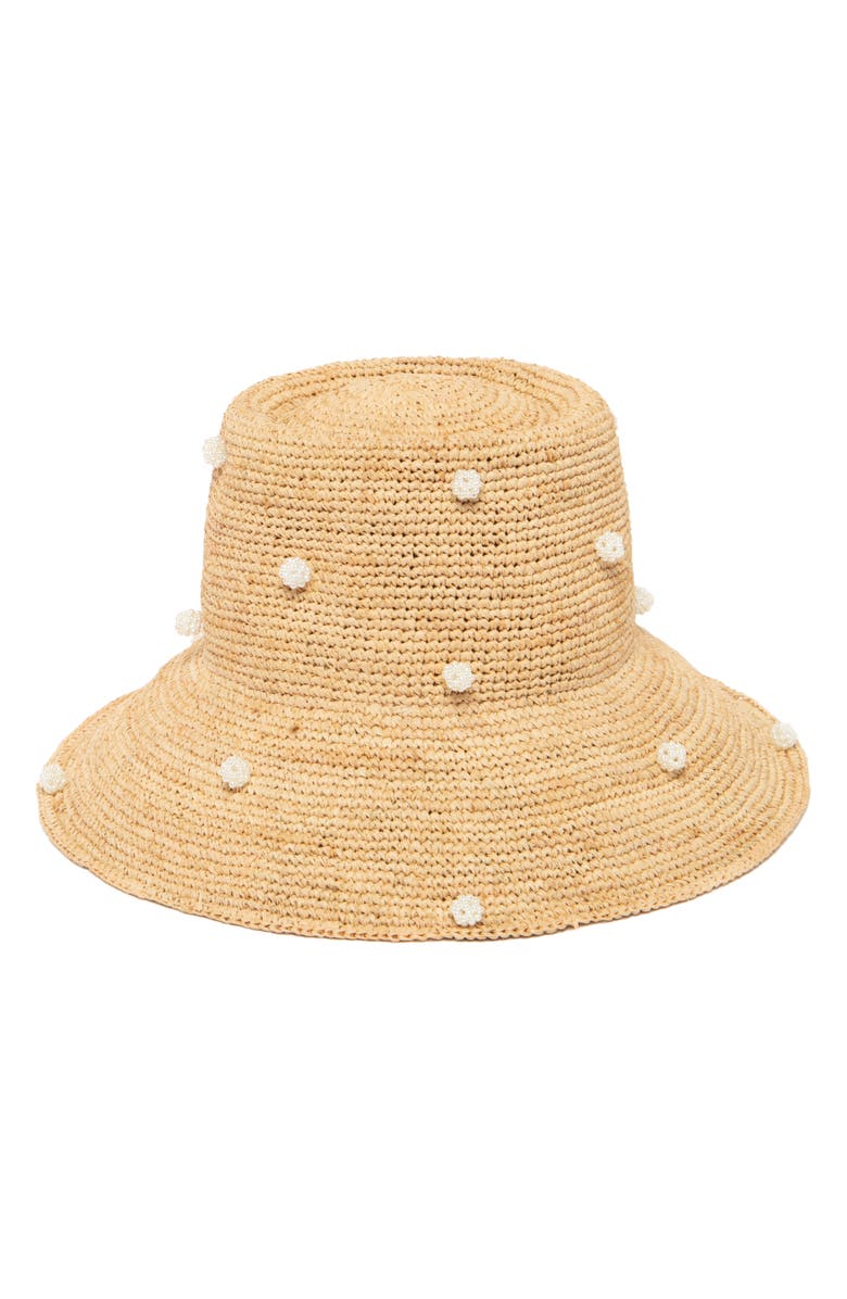 San Diego Hat Perla Raffic Bucket Hat, Main, color, Natural