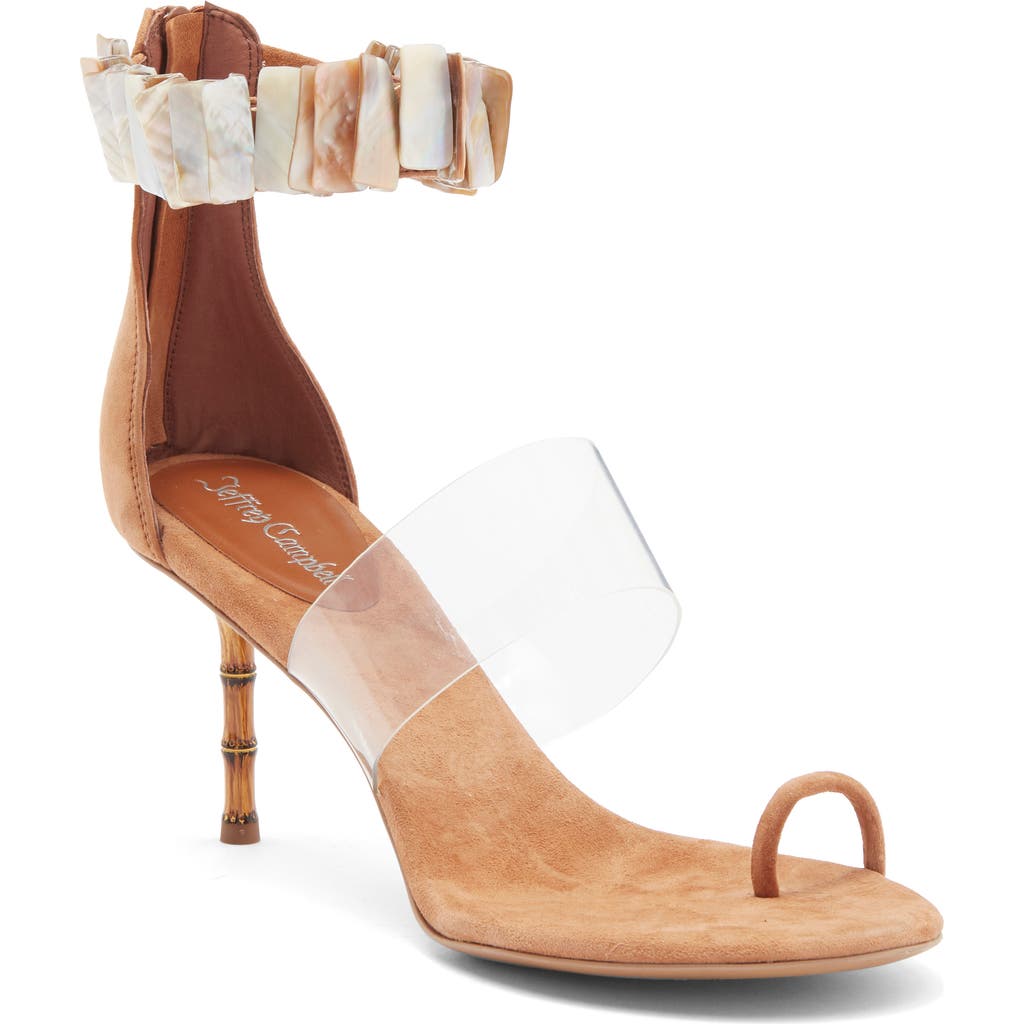 Jeffrey Campbell Cowrie Ankle Strap Sandal In Tan Suede Combo