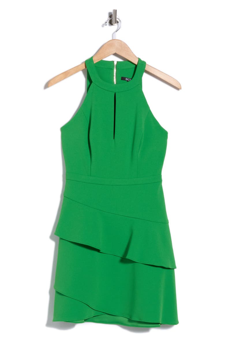 High Neck Tiered Minidress, Main, color, PALM GLINT