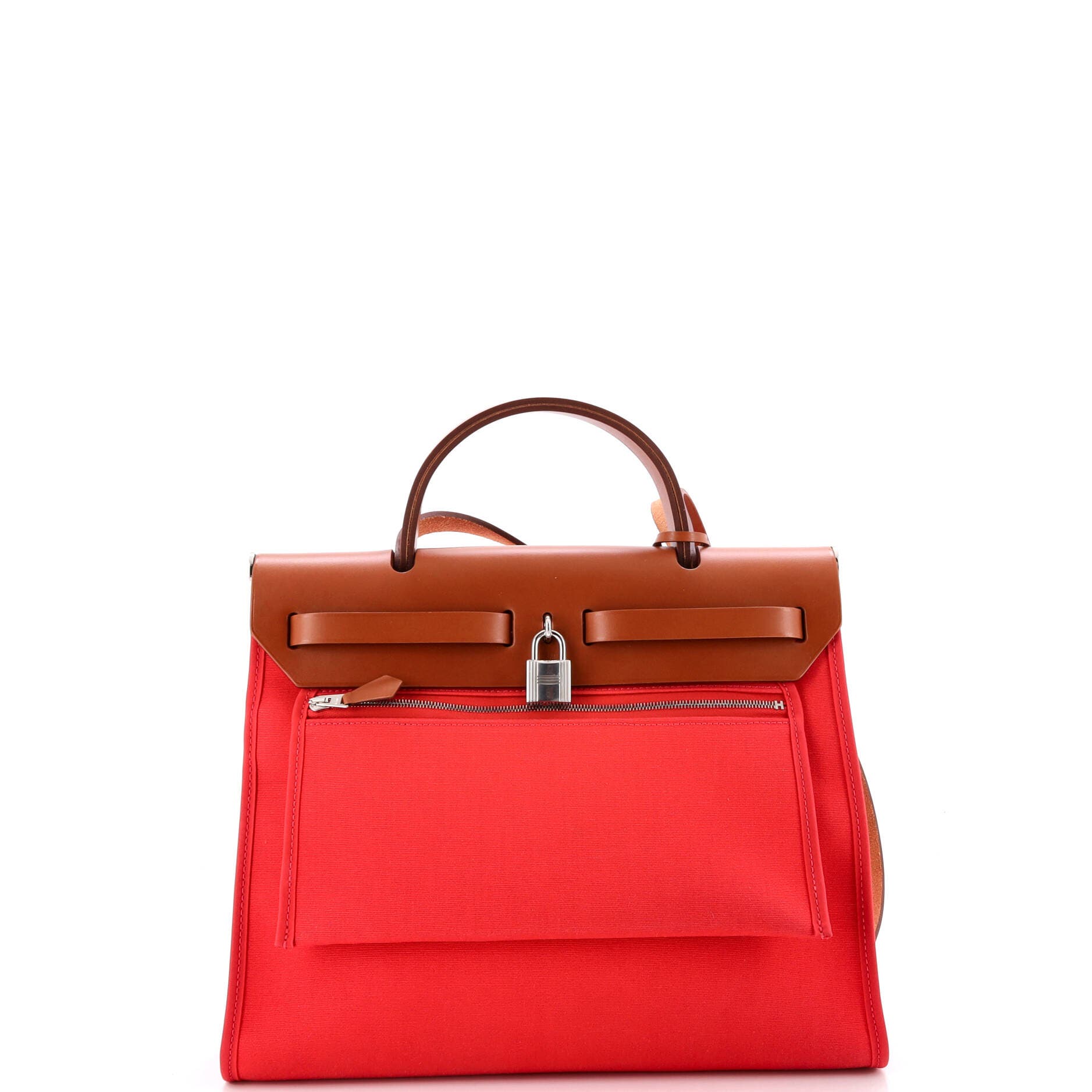 Pre-Owned Hermes Herbag Zip Leather and Toile 31, Alternate, color, Bougainvillier