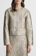 Lafayette 148 New York Baroque Metallic Botanical Brocade Collarless Jacket